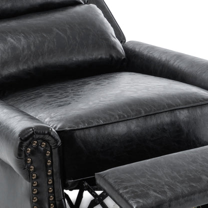 Fauteuil inclinable en cuir synthétique et lin à tête de clou du milieu du siècle