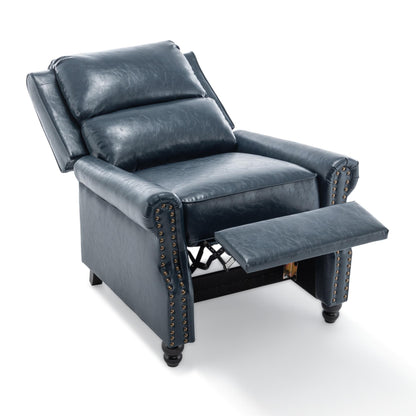 Fauteuil inclinable en cuir synthétique et lin à tête de clou du milieu du siècle