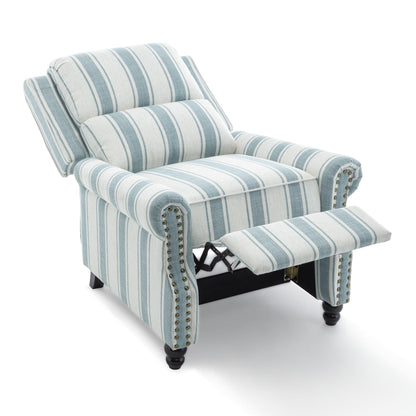 Fauteuil inclinable en cuir synthétique et lin à tête de clou du milieu du siècle