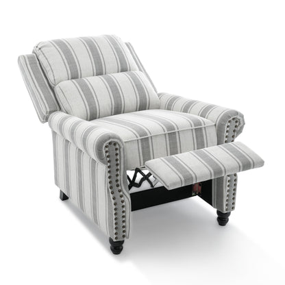 Fauteuil inclinable en cuir synthétique et lin à tête de clou du milieu du siècle