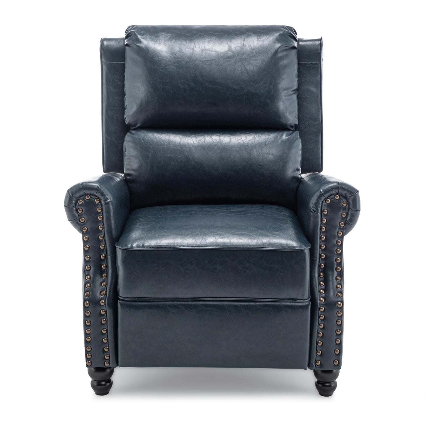 Fauteuil inclinable en cuir synthétique et lin à tête de clou du milieu du siècle