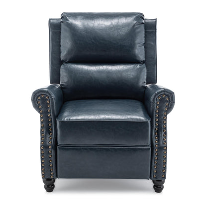 Fauteuil inclinable en cuir synthétique et lin à tête de clou du milieu du siècle