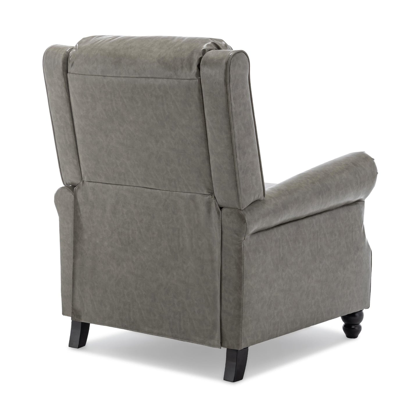 Fauteuil inclinable en cuir synthétique et lin à tête de clou du milieu du siècle