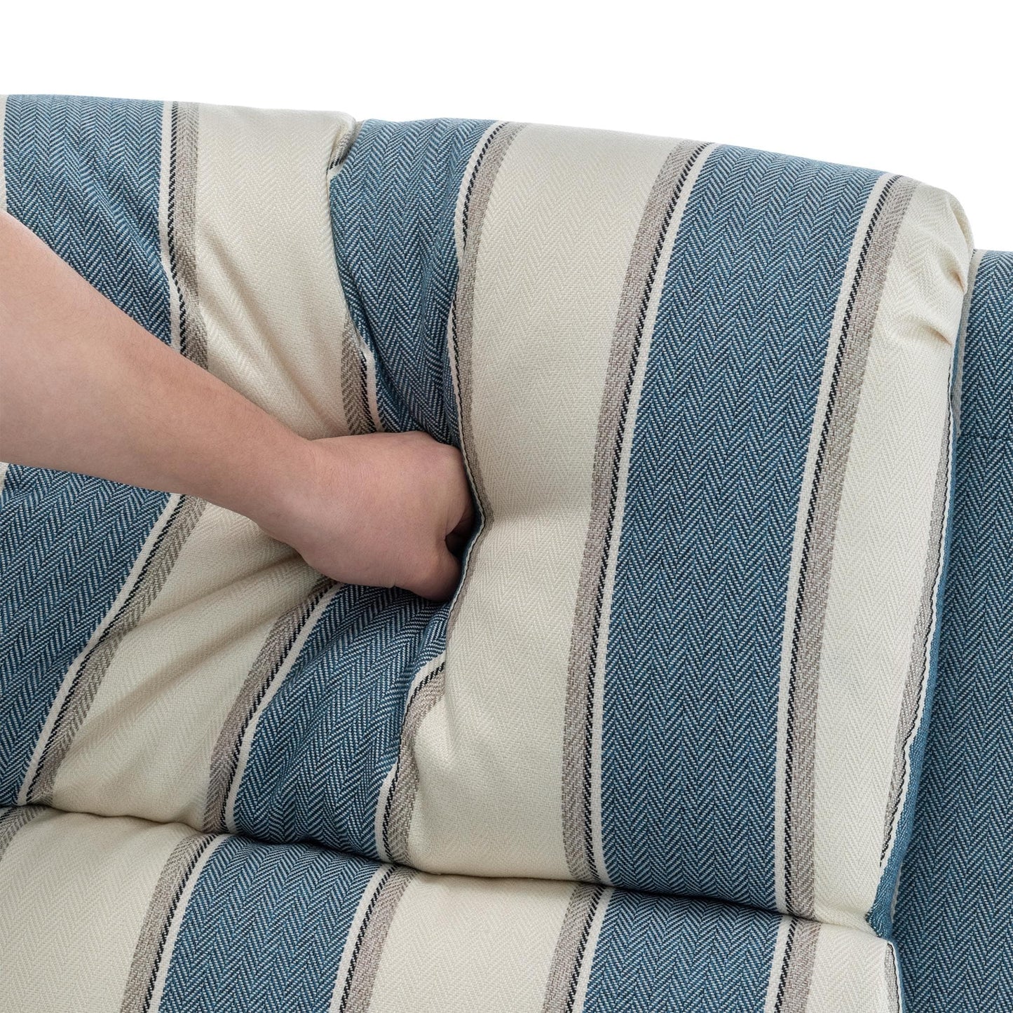 Fauteuil inclinable en cuir synthétique et lin à tête de clou du milieu du siècle