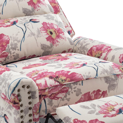 Fauteuil inclinable en cuir synthétique et lin à tête de clou du milieu du siècle