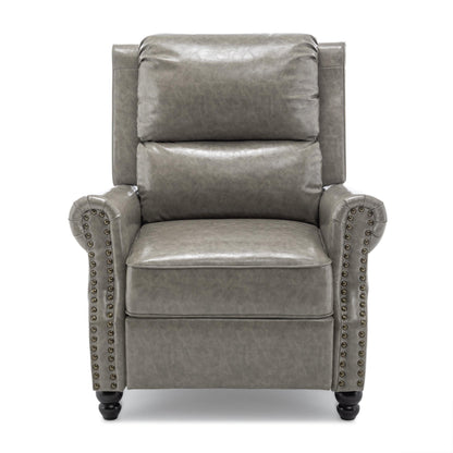 Fauteuil inclinable en cuir synthétique et lin à tête de clou du milieu du siècle