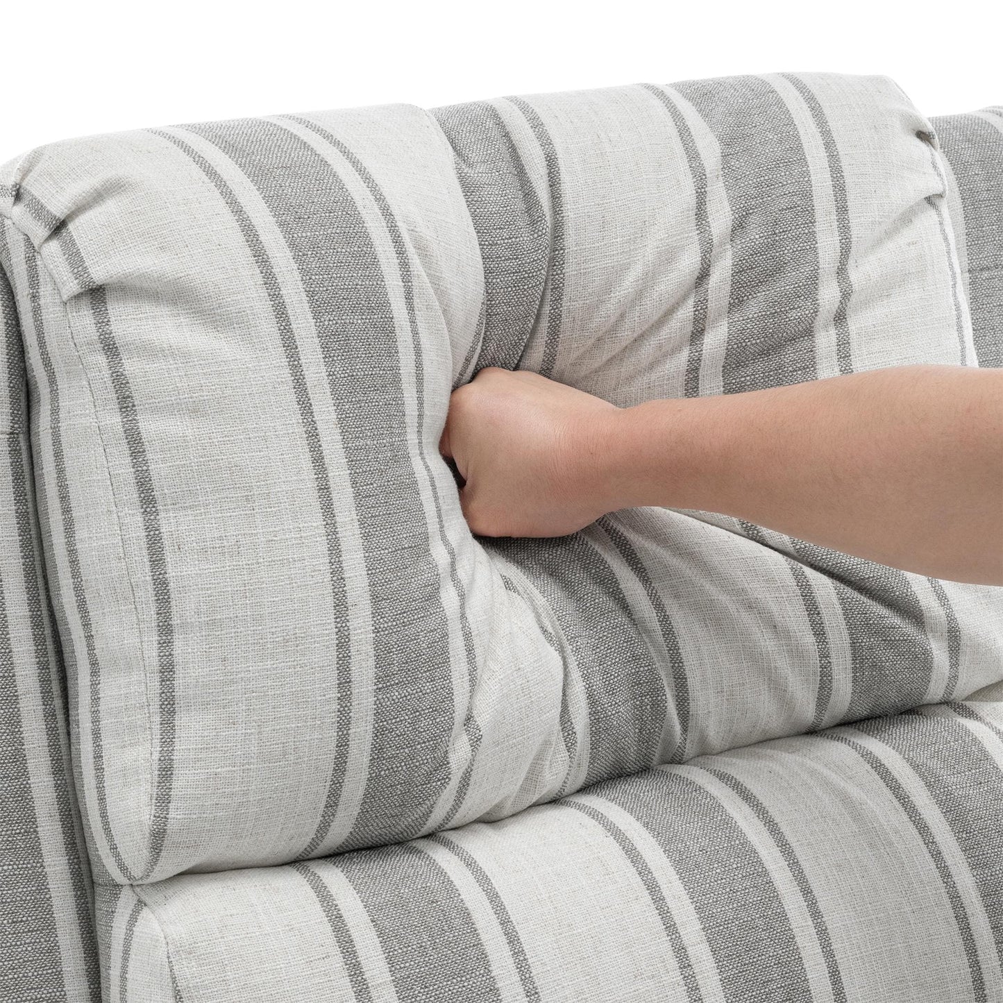 Fauteuil inclinable en cuir synthétique et lin à tête de clou du milieu du siècle