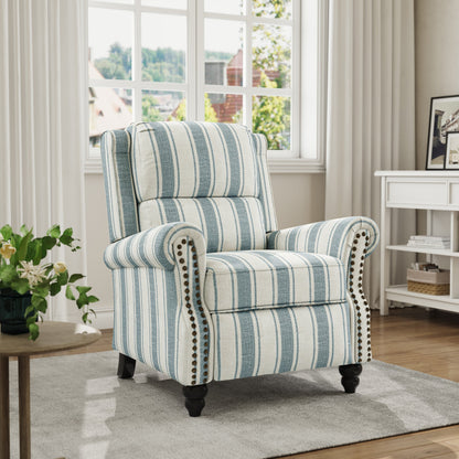 Fauteuil inclinable en cuir synthétique et lin à tête de clou du milieu du siècle