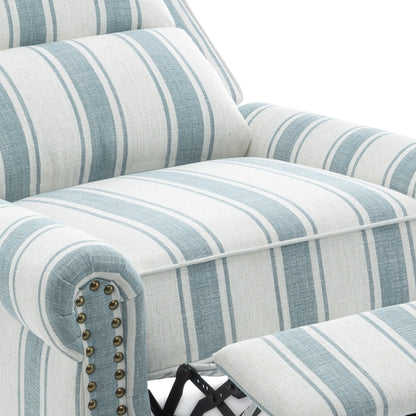 Fauteuil inclinable en cuir synthétique et lin à tête de clou du milieu du siècle