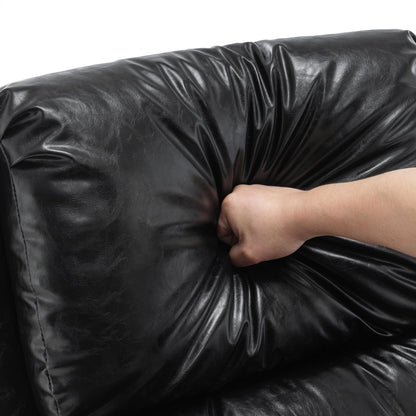 Fauteuil inclinable en cuir synthétique et lin à tête de clou du milieu du siècle