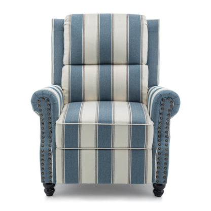 Fauteuil inclinable en cuir synthétique et lin à tête de clou du milieu du siècle