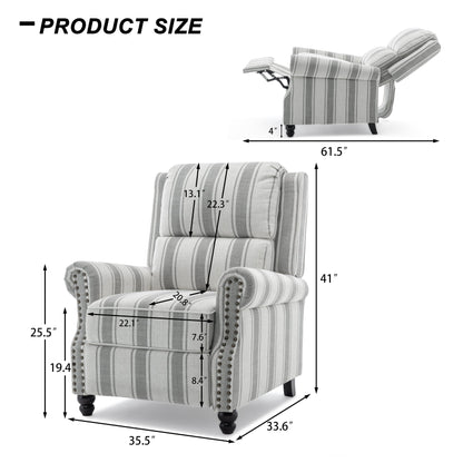 Fauteuil inclinable en cuir synthétique et lin à tête de clou du milieu du siècle