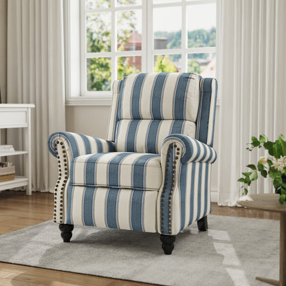 Fauteuil inclinable en cuir synthétique et lin à tête de clou du milieu du siècle