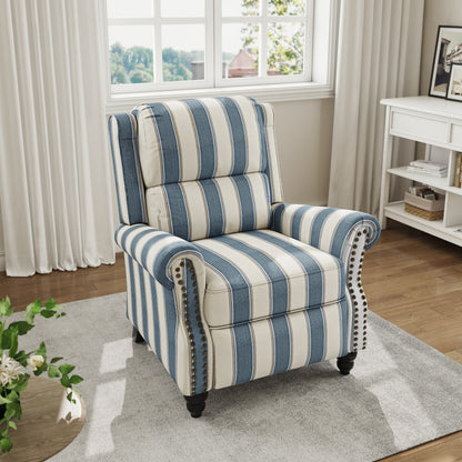 Fauteuil inclinable en cuir synthétique et lin à tête de clou du milieu du siècle