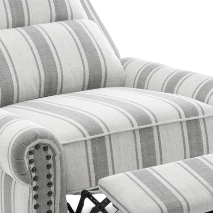 Fauteuil inclinable en cuir synthétique et lin à tête de clou du milieu du siècle