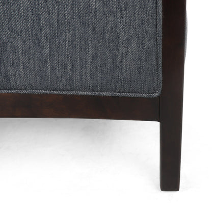 Fauteuil inclinable rembourré du milieu du siècle avec repose-pieds et cadre en bois de bouleau