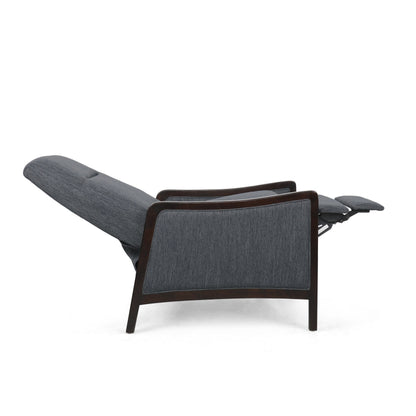 Fauteuil inclinable rembourré du milieu du siècle avec repose-pieds et cadre en bois de bouleau