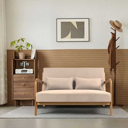 Canapé d'appoint rembourré du milieu du siècle en bois massif pour 2 personnes