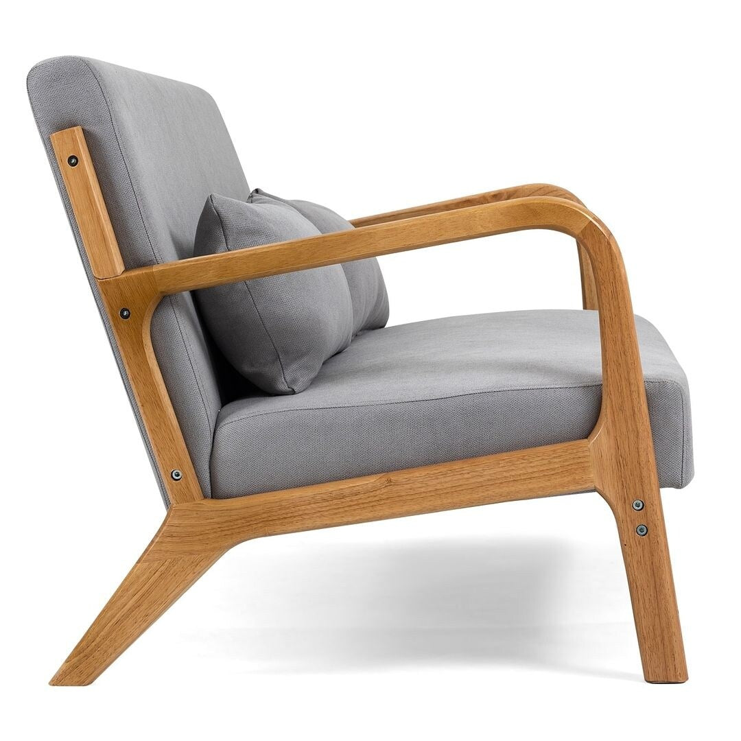 Canapé d'appoint rembourré du milieu du siècle en bois massif pour 2 personnes