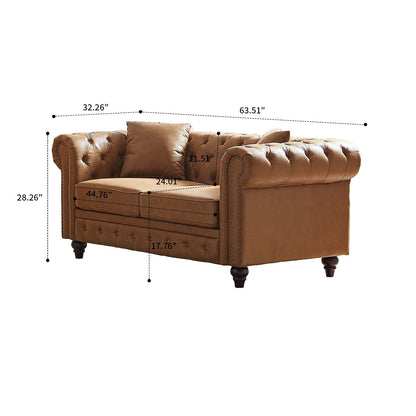 Canapé capitonné standard de style vintage du milieu du siècle avec garniture cloutée et pieds en bois pour les centres commerciaux de salon