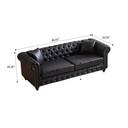 Canapé capitonné standard de style vintage du milieu du siècle avec garniture cloutée et pieds en bois pour les centres commerciaux de salon