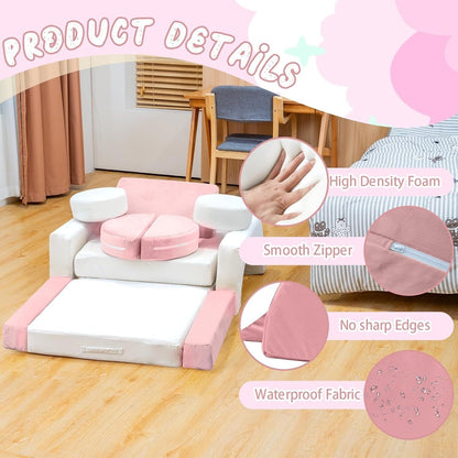 Canapé de jeu modulaire Mieres, canapé de sol amovible pour salon, meuble de salle de jeux créatif convertible avec coussin décoratif