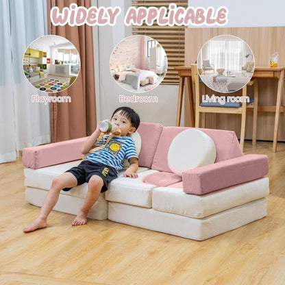 Canapé de jeu modulaire Mieres, canapé de sol amovible pour salon, meuble de salle de jeux créatif convertible avec coussin décoratif