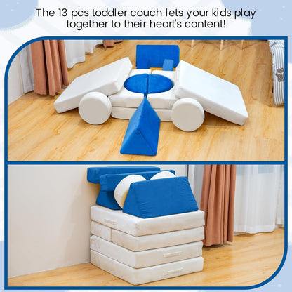 Canapé de jeu modulaire Mieres, canapé de sol amovible pour salon, meuble de salle de jeux créatif convertible avec coussin décoratif