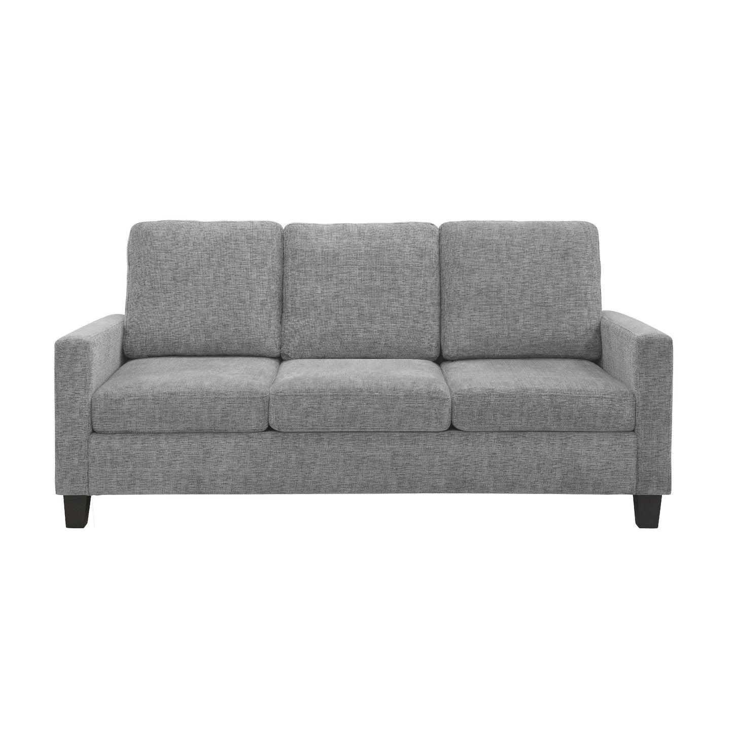 Canapé Mihi, chenille grise, 76 pouces, pieds fuselés en bois noir