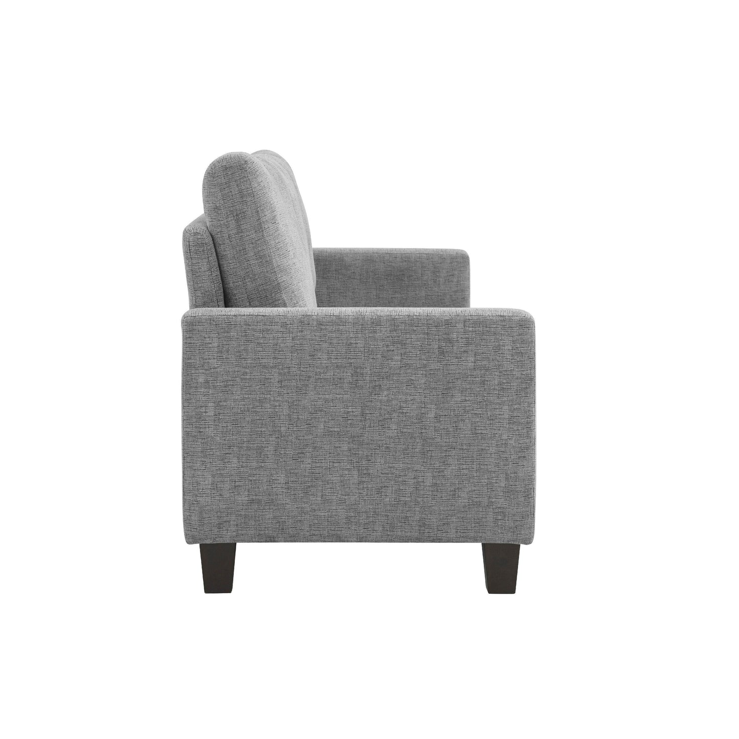 Canapé Mihi, chenille grise, 76 pouces, pieds fuselés en bois noir