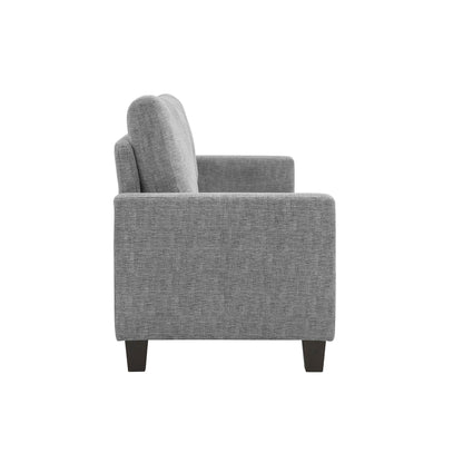 Canapé Mihi, chenille grise, 76 pouces, pieds fuselés en bois noir