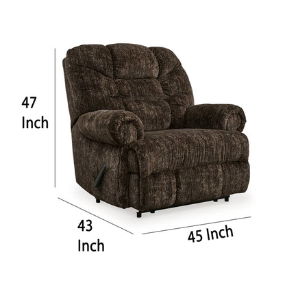 Fauteuil inclinable manuel Mikey, Zero Wall, velours polyester marron foncé