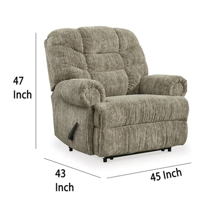 Fauteuil inclinable manuel Mikey, Zero Wall, velours polyester taupe moelleux