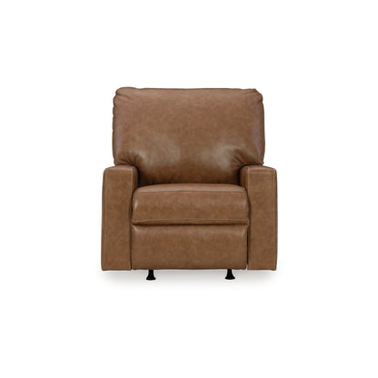 Fauteuil inclinable manuel Miller, tirette, cuir véritable marron caramel