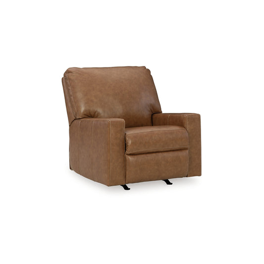 Fauteuil inclinable manuel Miller, tirette, cuir véritable marron caramel