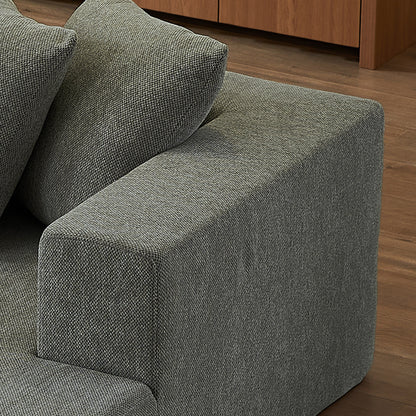 Canapé modulaire en forme de L en chenille minimaliste, canapé nuage en tissu pour salon