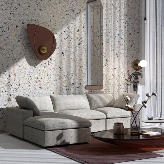 Canapé modulaire sectionnel minimaliste moderne rembourré en duvet, canapé nuage.