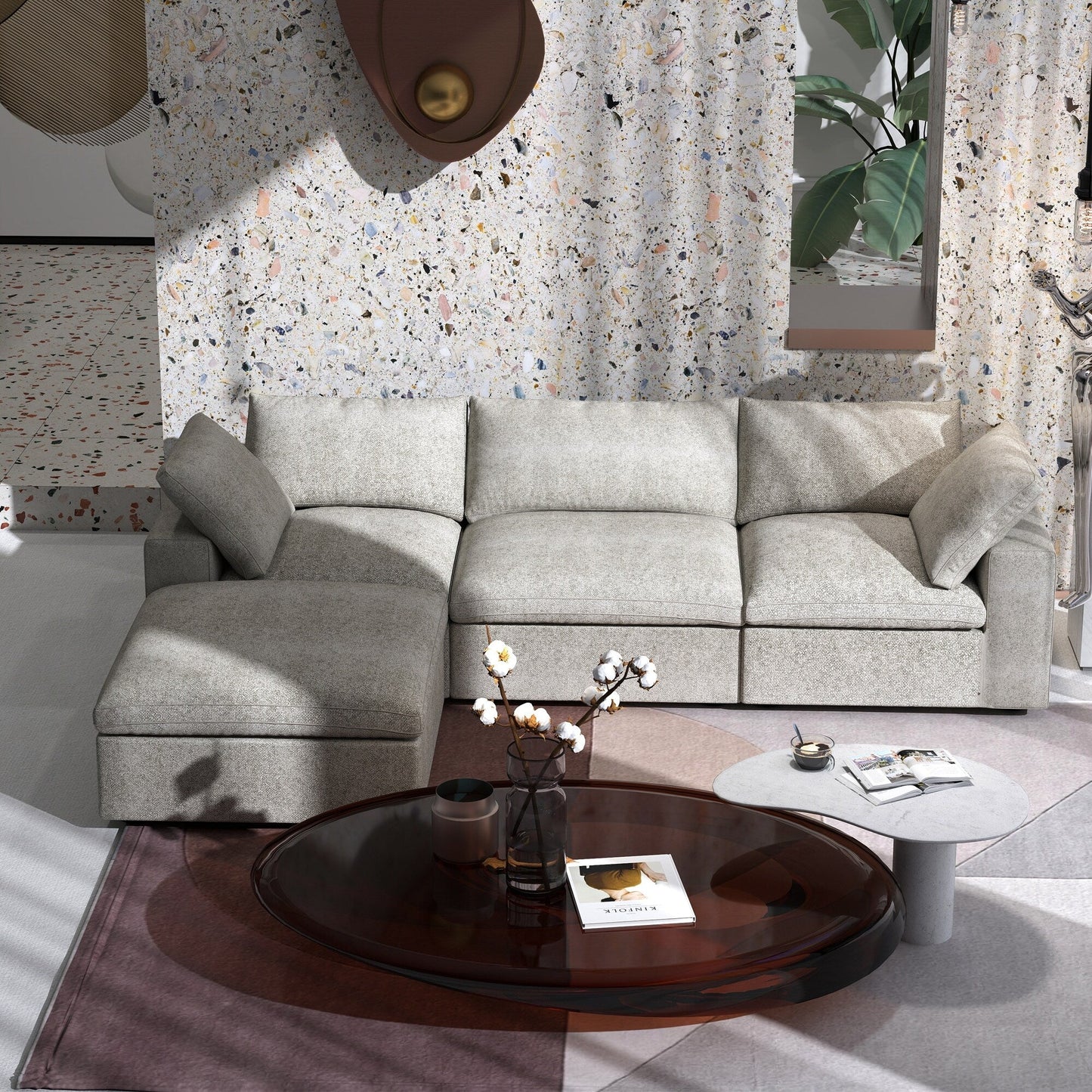 Canapé modulaire sectionnel minimaliste moderne rembourré en duvet, canapé nuage.