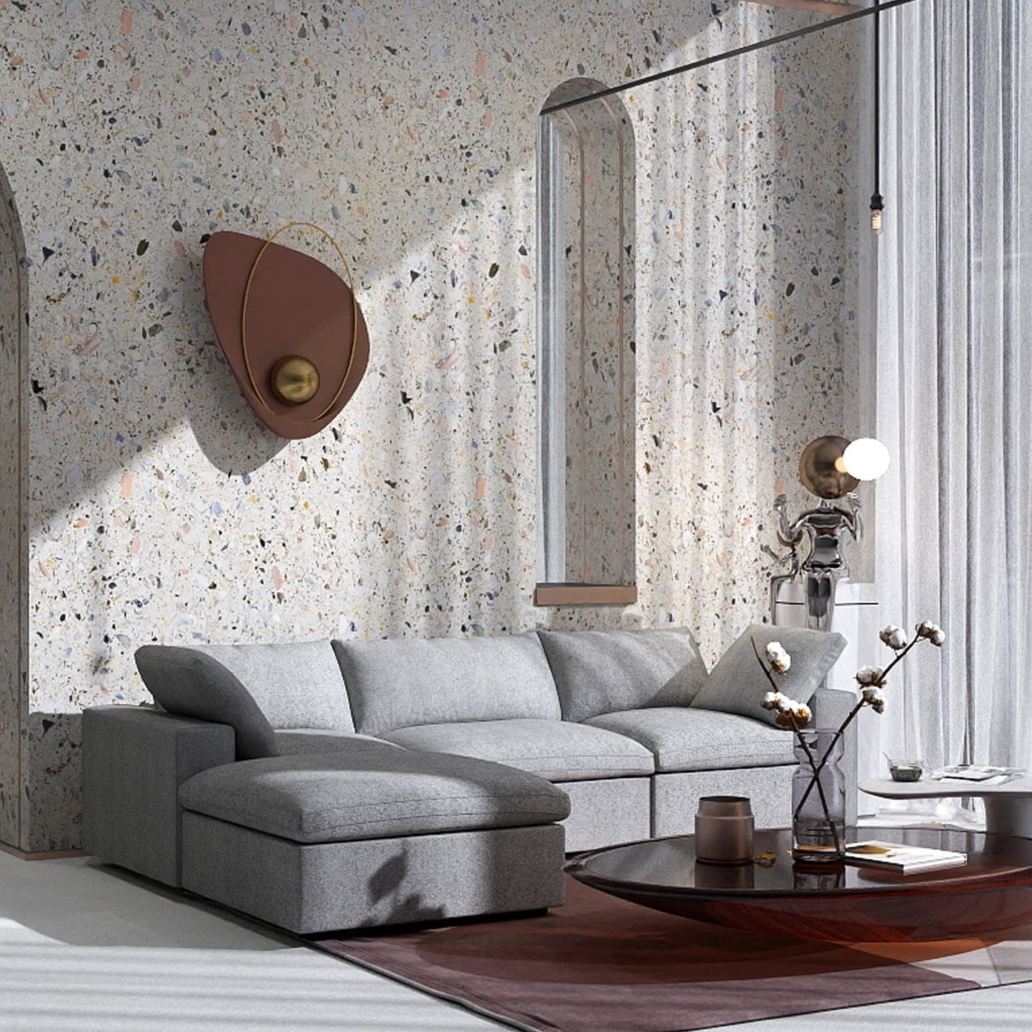 Canapé modulaire sectionnel minimaliste moderne rembourré en duvet, canapé nuage.