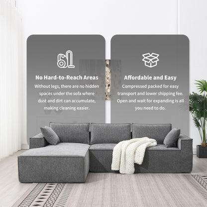 Canapé modulaire sectionnel de style minimaliste, ensemble de canapés en chenille infroissable, canapé compressé en forme de L pour le salon