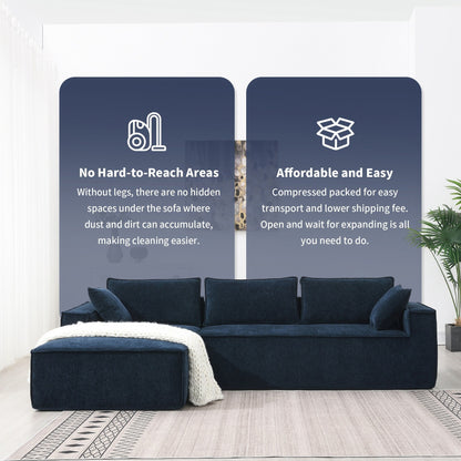 Canapé modulaire sectionnel de style minimaliste, ensemble de canapés en chenille infroissable, canapé compressé en forme de L pour le salon