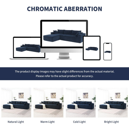 Canapé modulaire sectionnel de style minimaliste, ensemble de canapés en chenille infroissable, canapé compressé en forme de L pour le salon