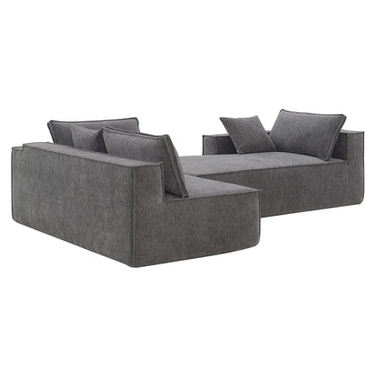 Canapé modulaire sectionnel de style minimaliste, ensemble de canapés en chenille infroissable, canapé compressé en forme de L pour le salon