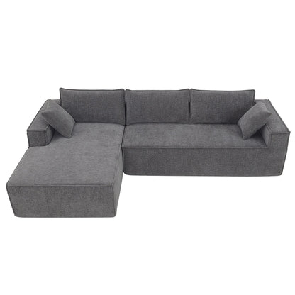 Canapé modulaire sectionnel de style minimaliste, ensemble de canapés en chenille infroissable, canapé compressé en forme de L pour le salon
