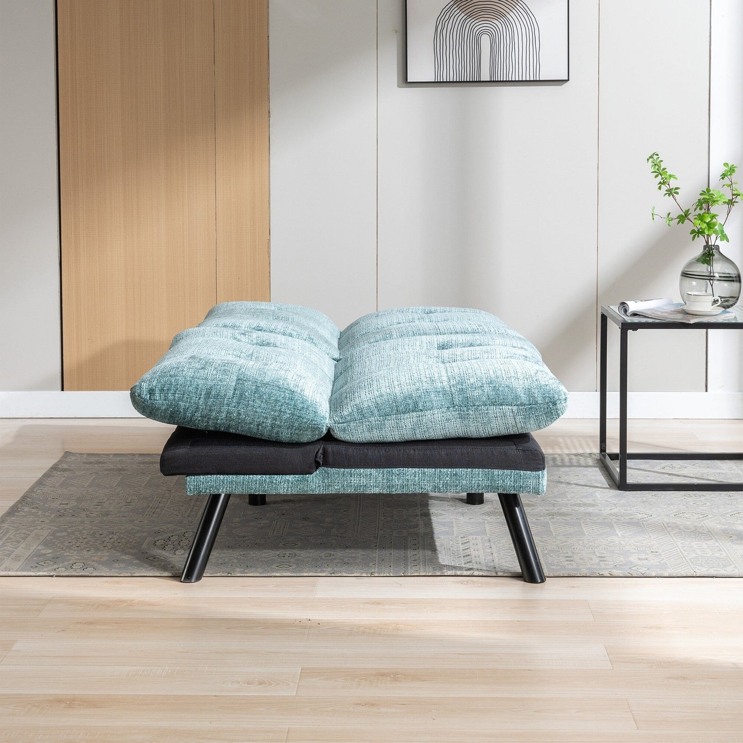 Canapé-lit futon convertible en chenille vert menthe