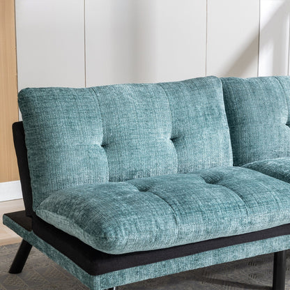 Canapé-lit futon convertible en chenille vert menthe