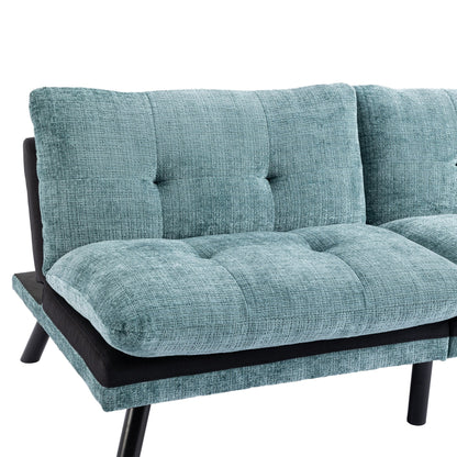 Canapé-lit futon convertible en chenille vert menthe