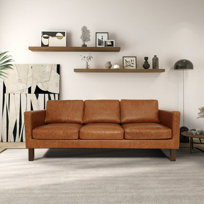 Canapé Mira en cuir véritable confortable de style moderne du milieu du siècle