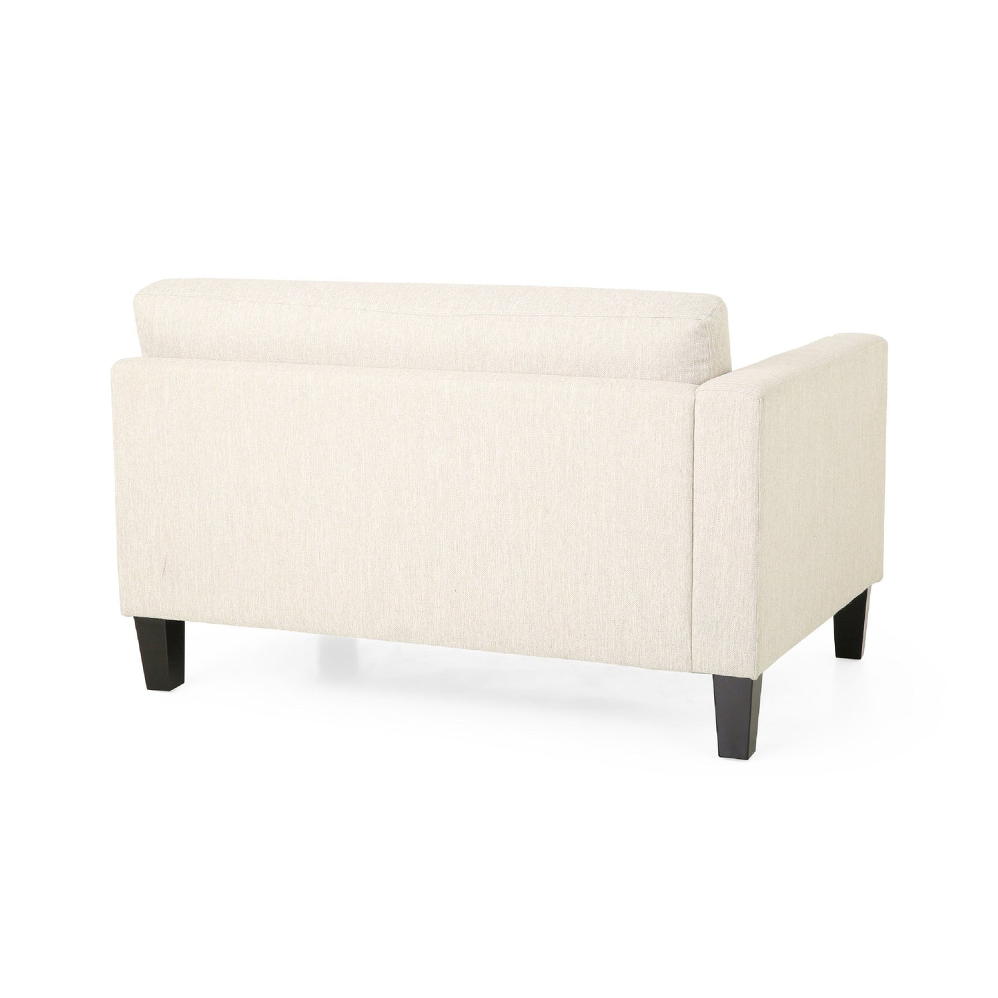 Canapé 3 places Miry avec 2 coussins, pieds en bouleau, polyester beige