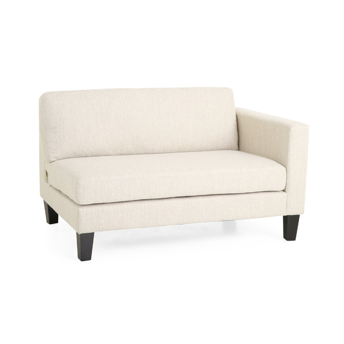 Canapé 3 places Miry avec 2 coussins, pieds en bouleau, polyester beige